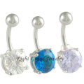 316L Steel Flexible Round Cubic Zircon Belly Bars Piercings Jewelry